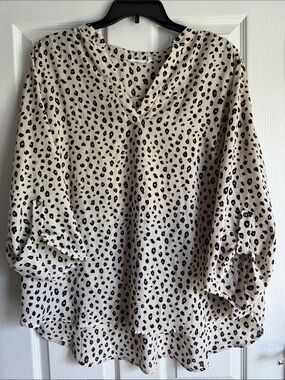Lush Cream Tunic with Black Leopard Spots